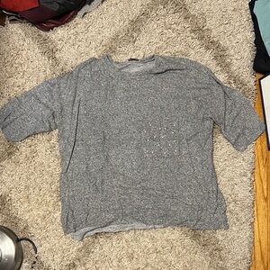 Zara Gray Short Sleeve sweater T-Shirt with pearl detail pocket